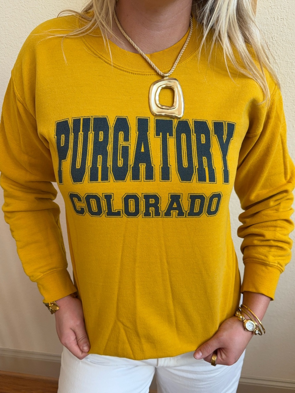 Vintage Purgatory Colorado yellow crewneck sweatshirt